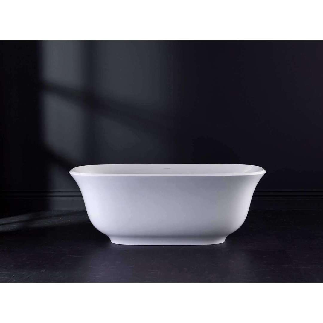 V+A Amiata Freestanding Bath No Overflow Quarrycast White 1645mm