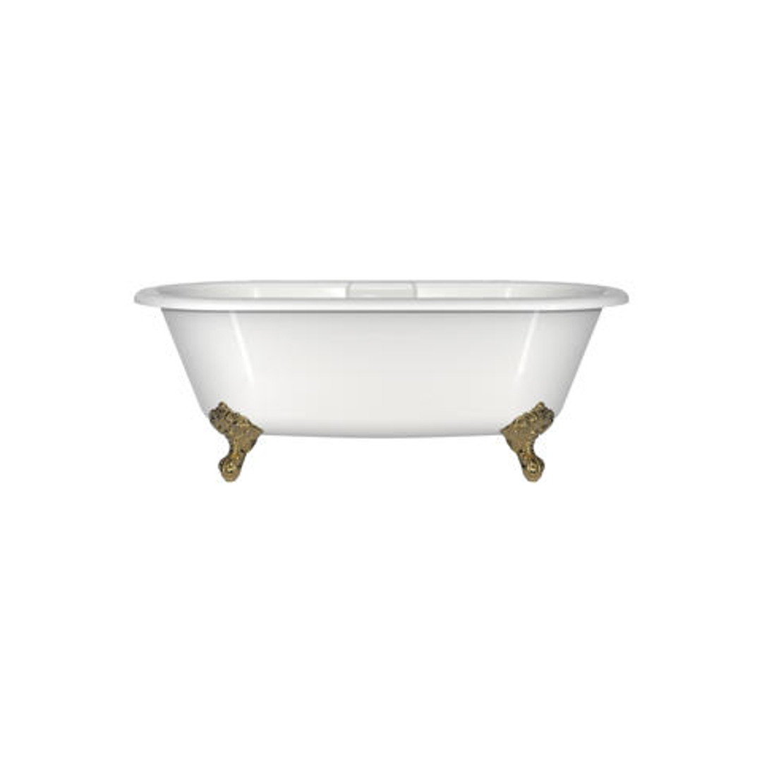 V+A Cheshire Freestanding Bath Adjustable Polished Brass Ball & Claw Feet 1744mm