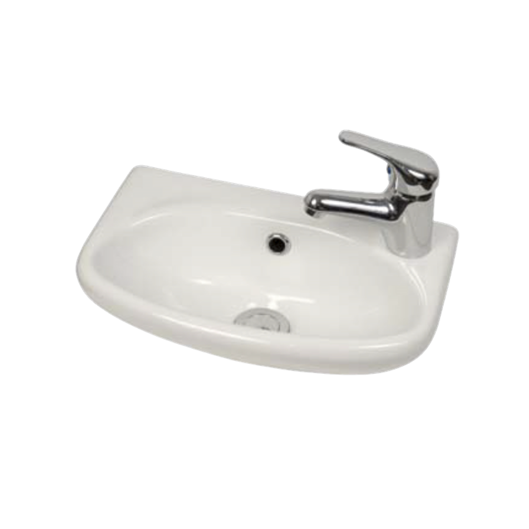 Aspire Unity Compact Wall Hung Basin 383X248 1 Tap Hole Rhs White **Sbc-