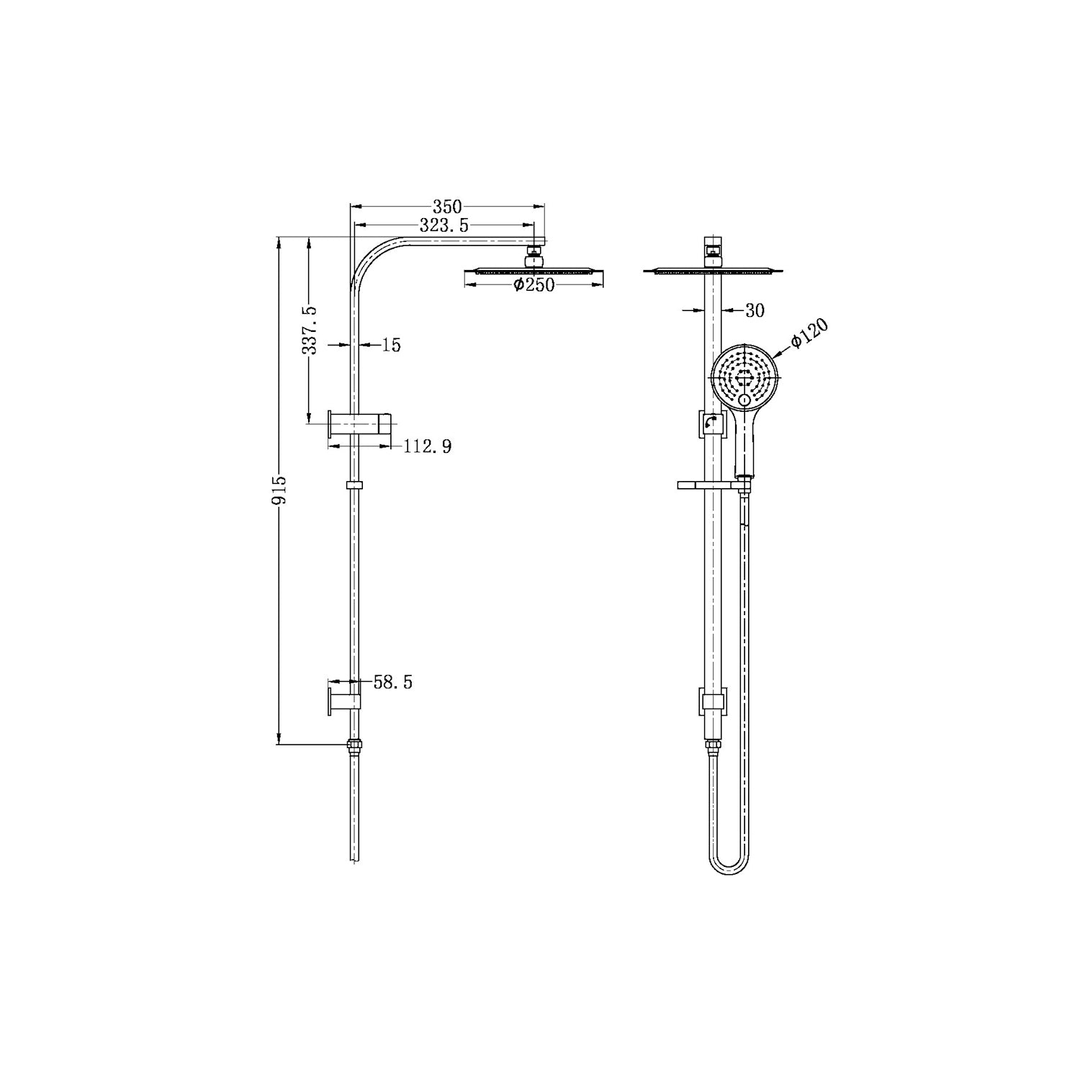 Nero Bianca New Shower Set Brushed Nickel