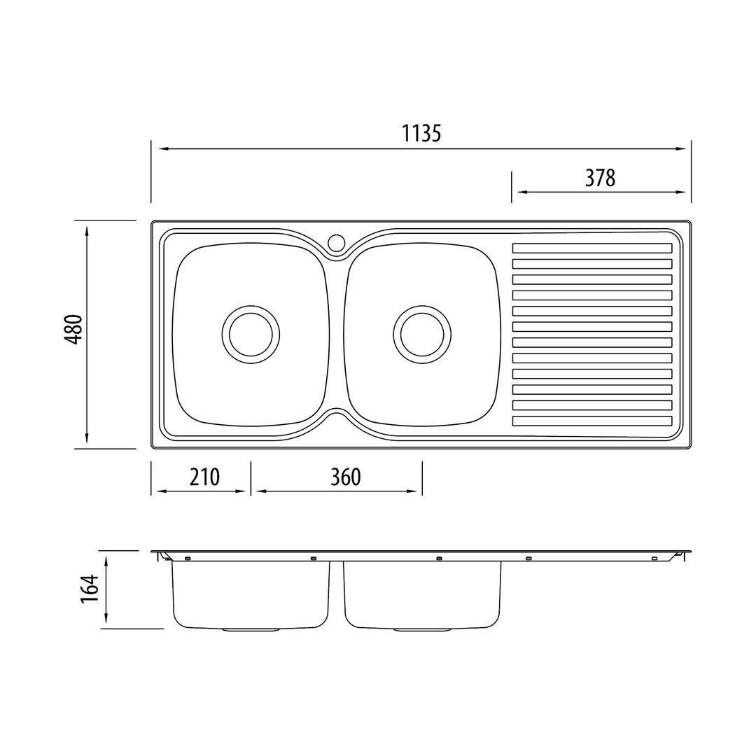Oliveri Harmony Sink Double Bowl With Drainer 1 Tap Hole Left HB