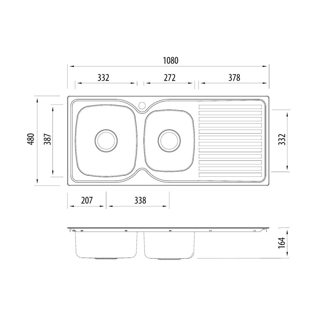 Oliveri Harmony Sink 1 & 3/4 Bowl With Drainer 1 Tap Hole Left HB