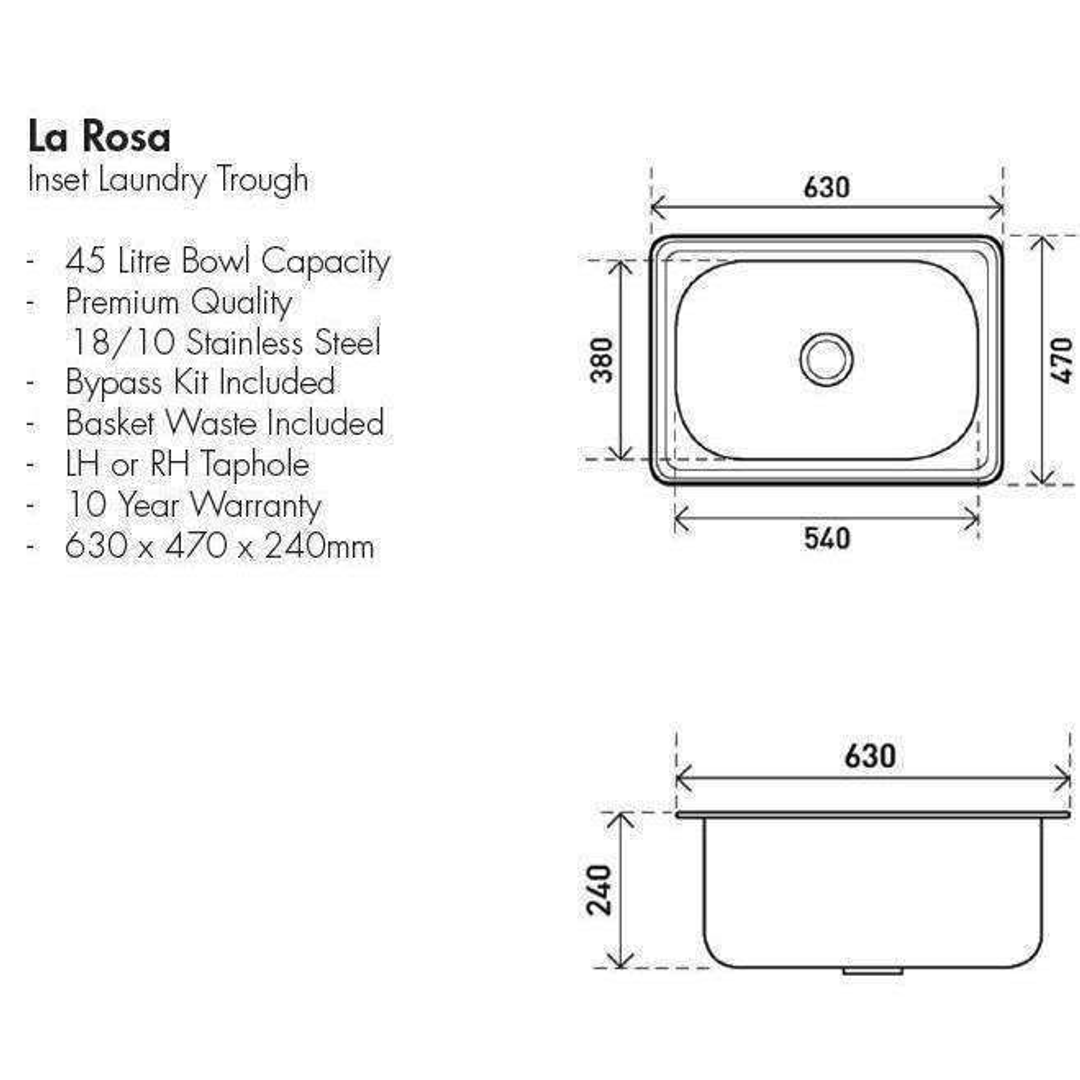 Aspire La Rosa 45 Litre Inset Laundry Tub