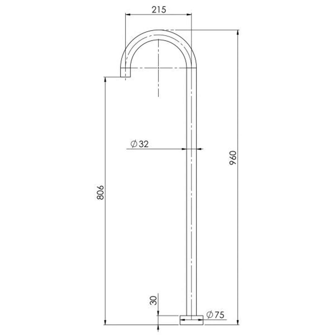 Phoenix Vivid Floor Mounted Bath Outlet 940mm-Matte Black