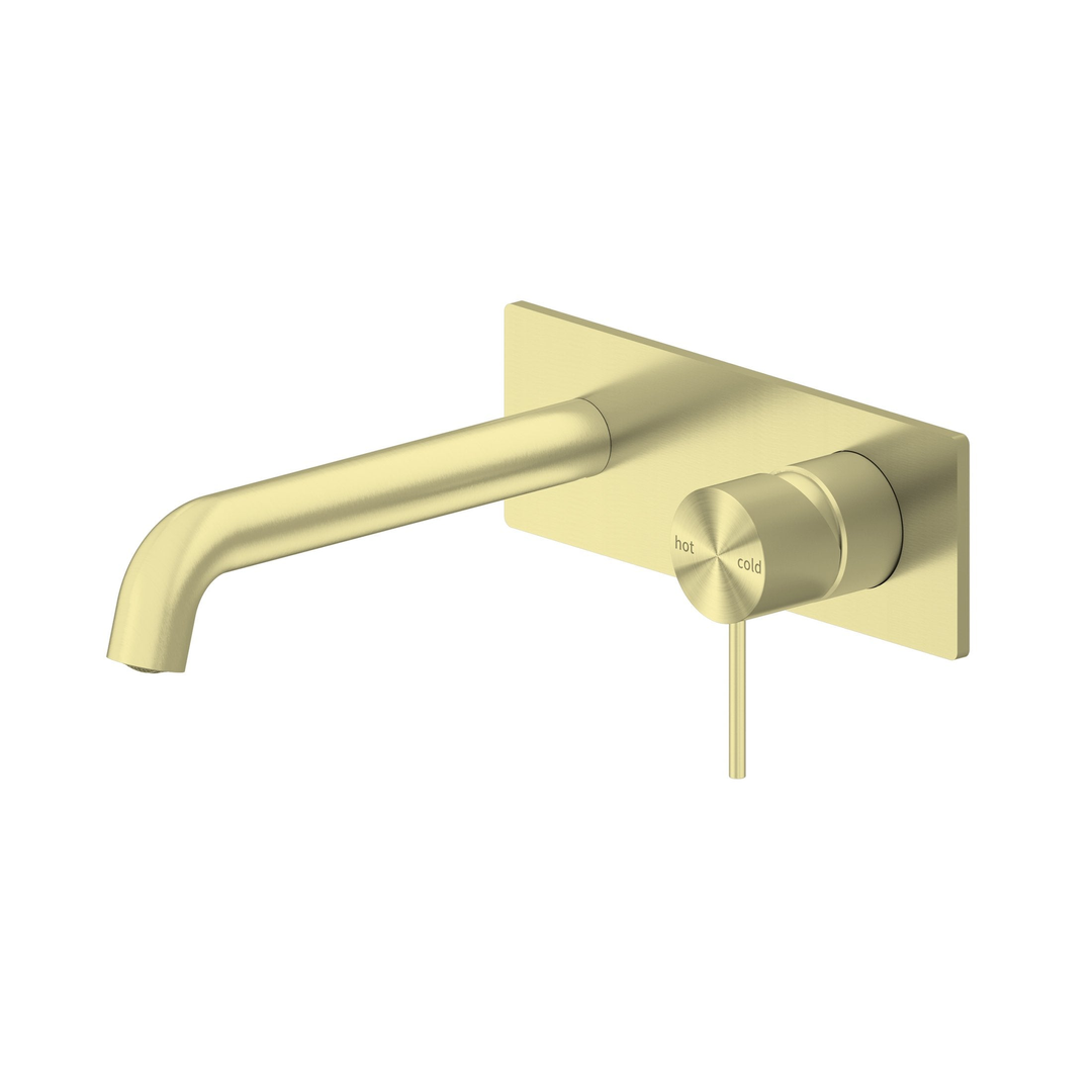 Mecca Wall Basin Mixer 230mm Spout Brushed Gold