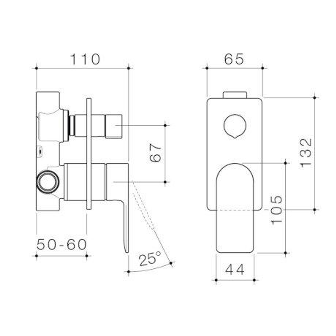 Caroma Urbane II Bath/Shower Mixer With Diverter Rectangle Matte Black