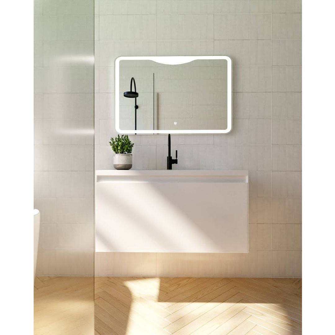 Belbagno Prado 900mm Wall Hung Vanity Gloss White 900 X 480 X 450