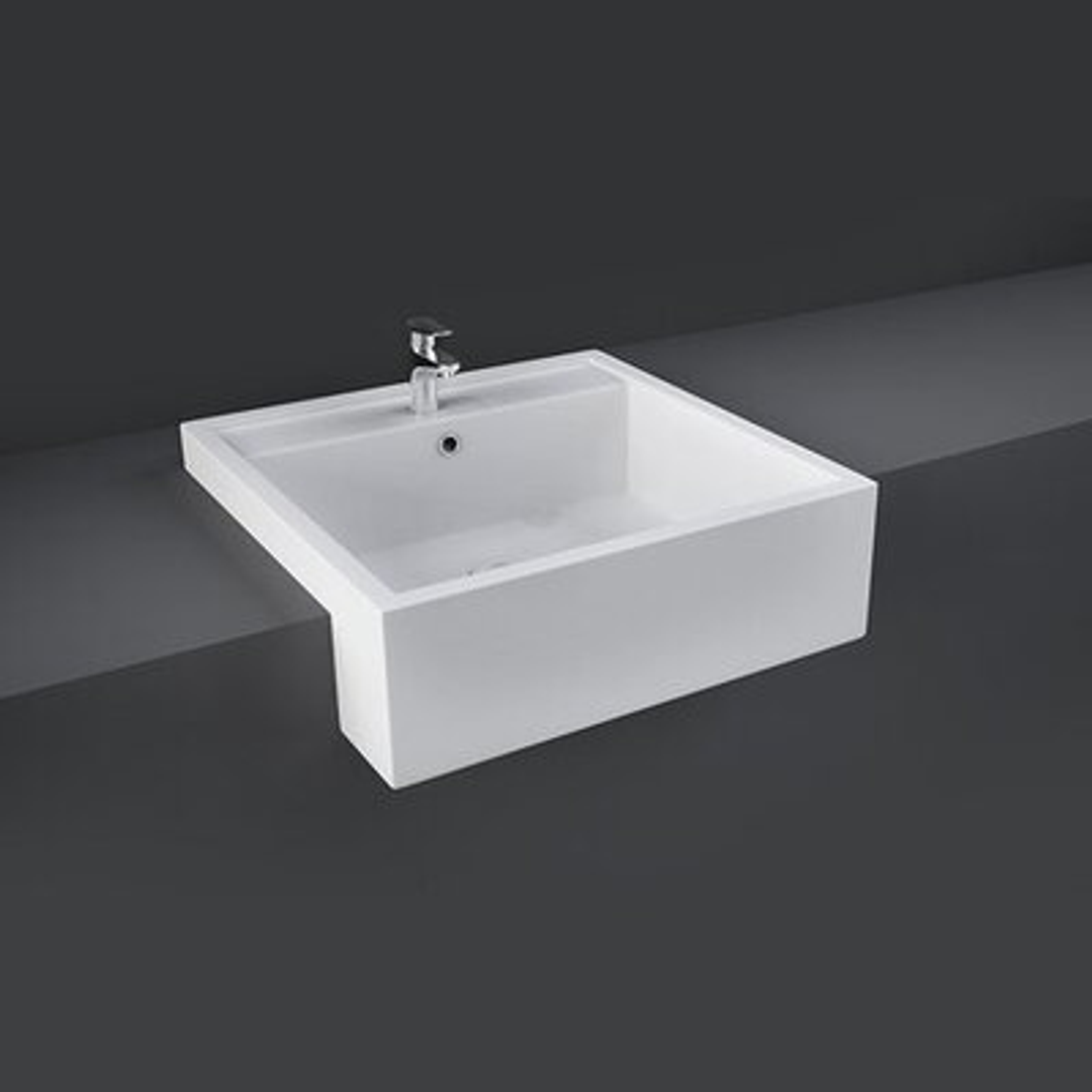 Rak Nova Square Semi Recessed Basin 460X460mm 3 Tap Hole White