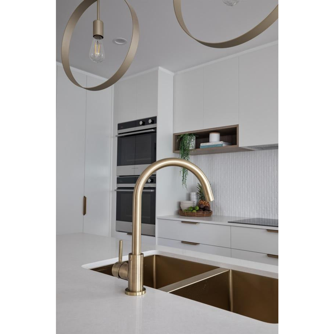 Meir Round Gooseneck Kitchen Mixer Tap Tiger Bronze