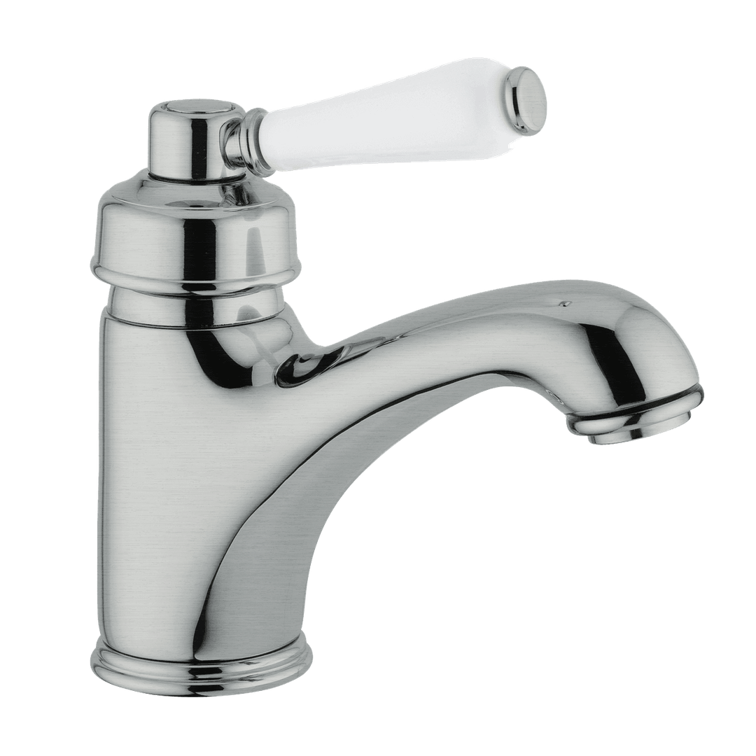 Abey Provincial Single Lever Basin Mixer Porc Handle B/Nickel