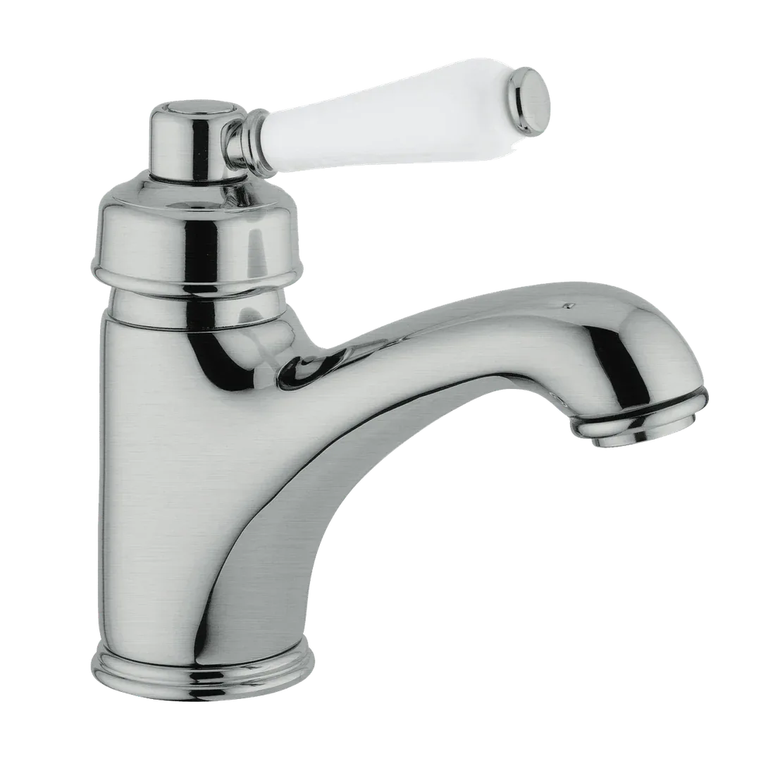 Abey Provincial Single Lever Basin Mixer Porc Handle B/Nickel - Burdens Plumbing