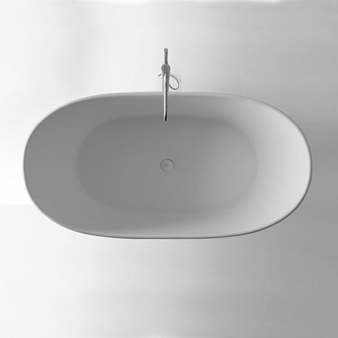 Kaskade Impro Cast Stone Freestanding Bath Matt White 1638mm