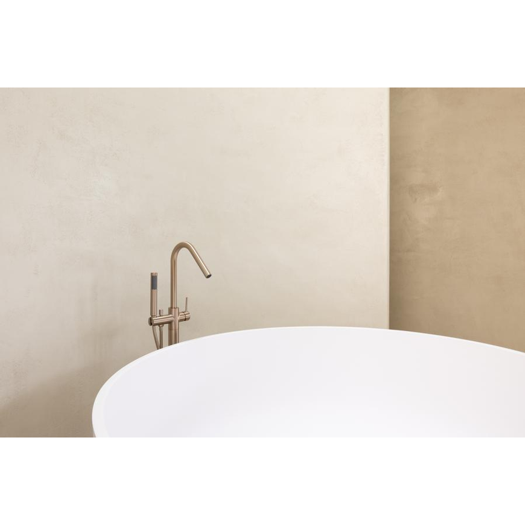 Meir Freestanding Round Bath Mixer With Hand Spray - Champagne