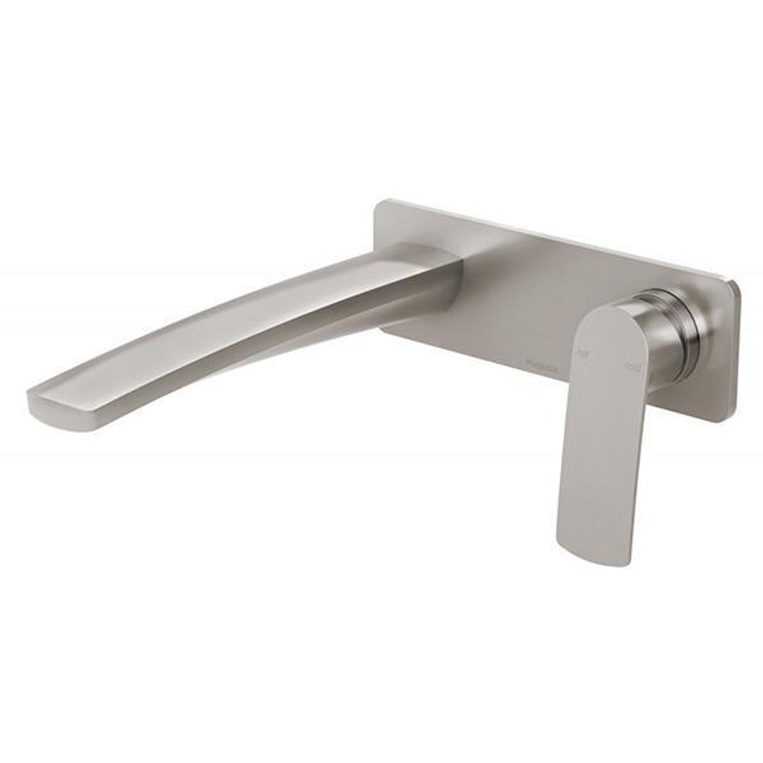 Phoenix Mekko Wall Basin/ Bath Mixer Set 200Mm - Brushed Nickel