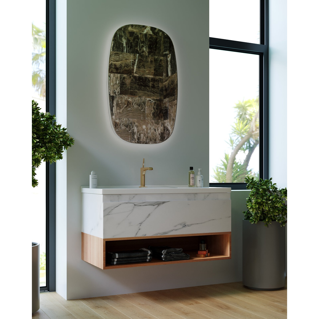 Belbagno Zero 1000mm Wall Hung Vanity Callacatta White Oak Zer-10