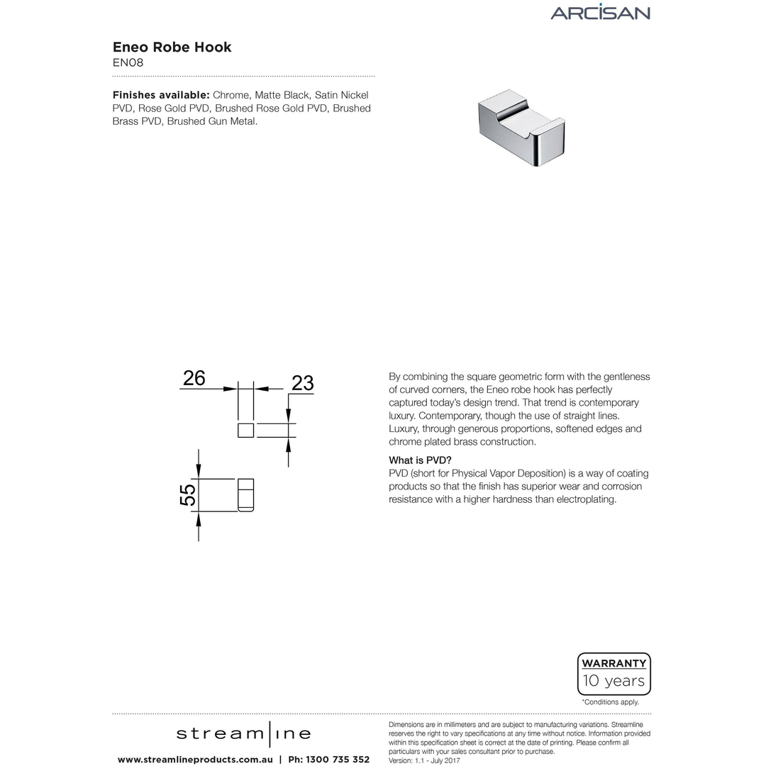 Streamline Arcisan Eneo Robe Hook - Matt Black