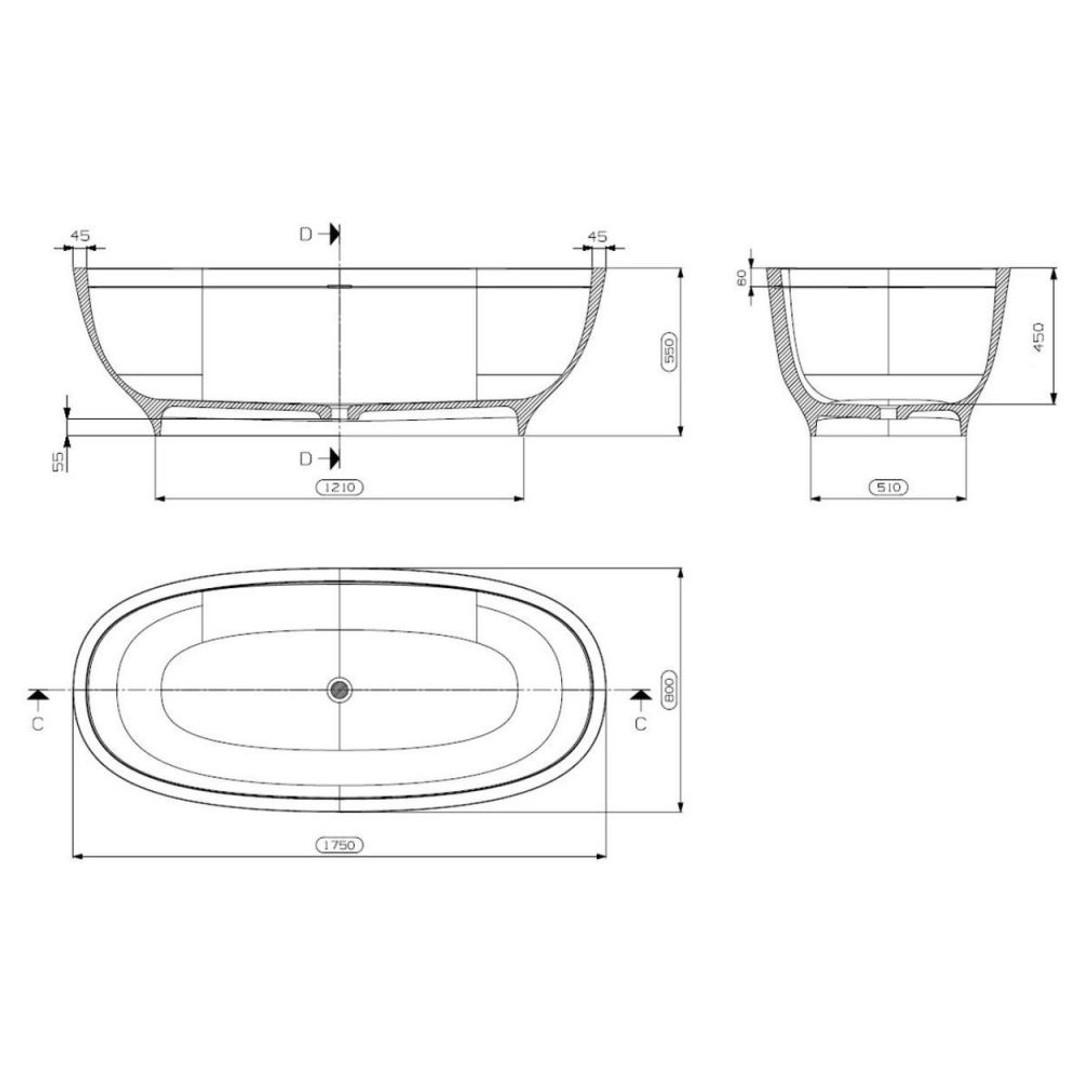 Domus Living Lemonia Freestanding Bath Matte Black 1750mm