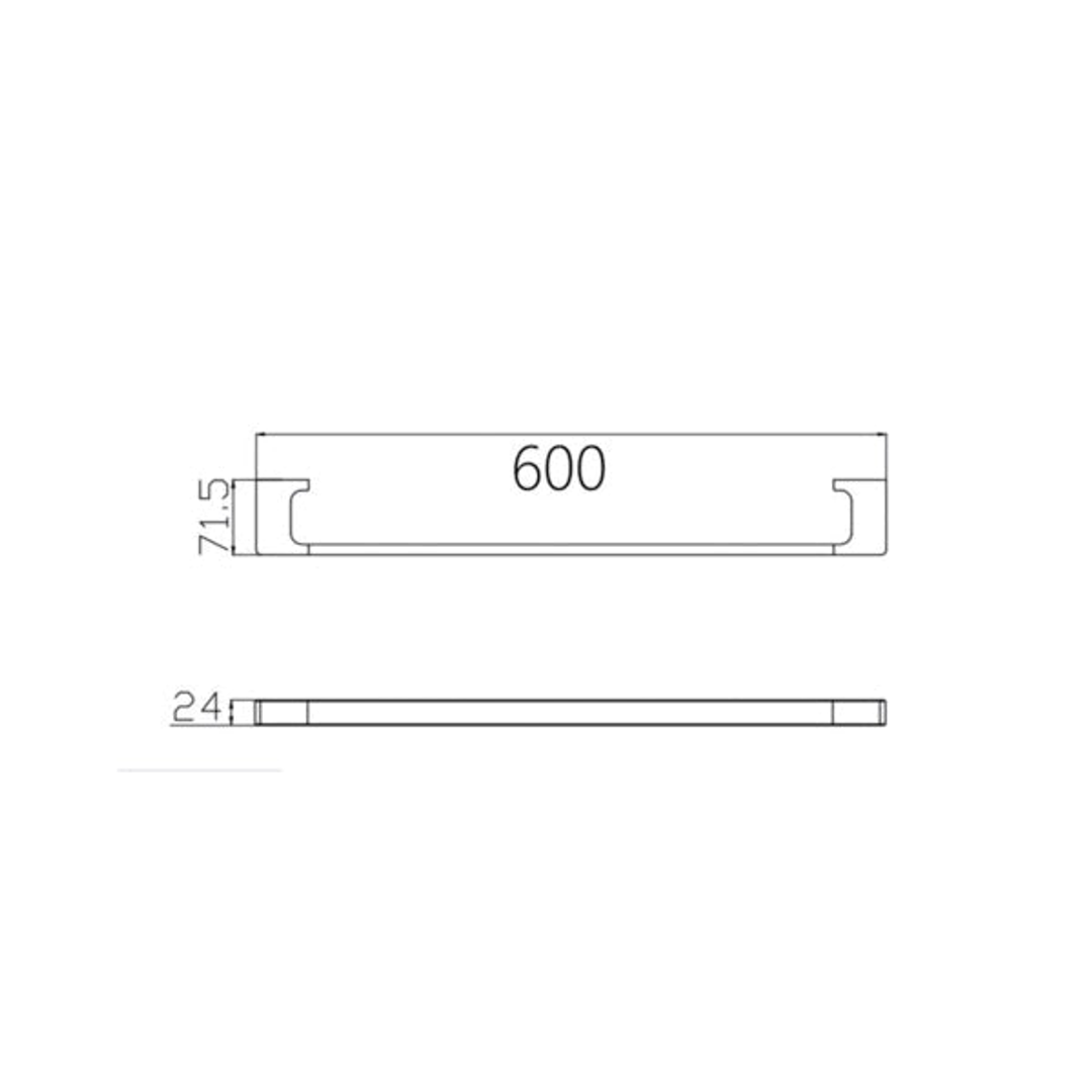 Nero Pearl/Vitra Single Towel Rail 600mm - Chrome
