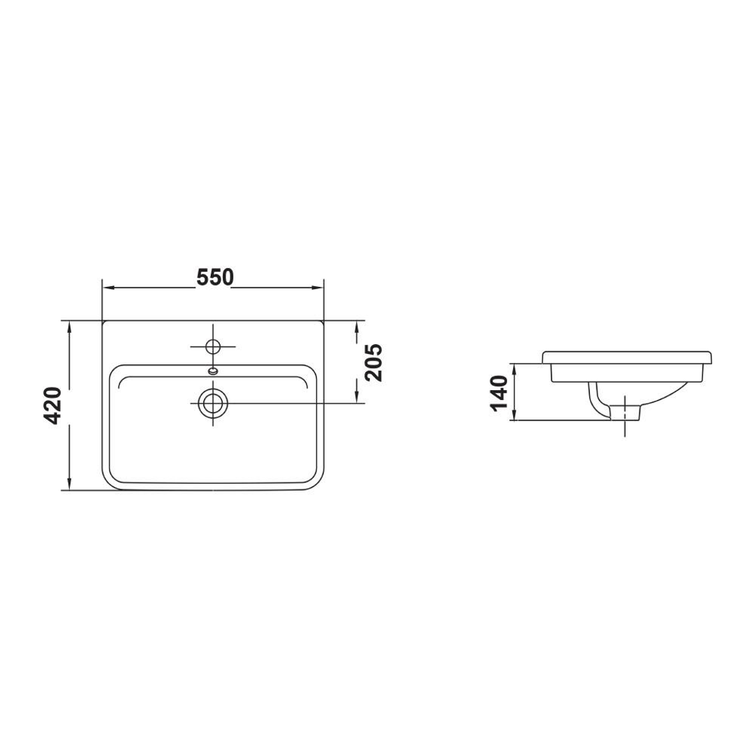 Gala Emma Square Inset Basin 1 Tap Hole 27060