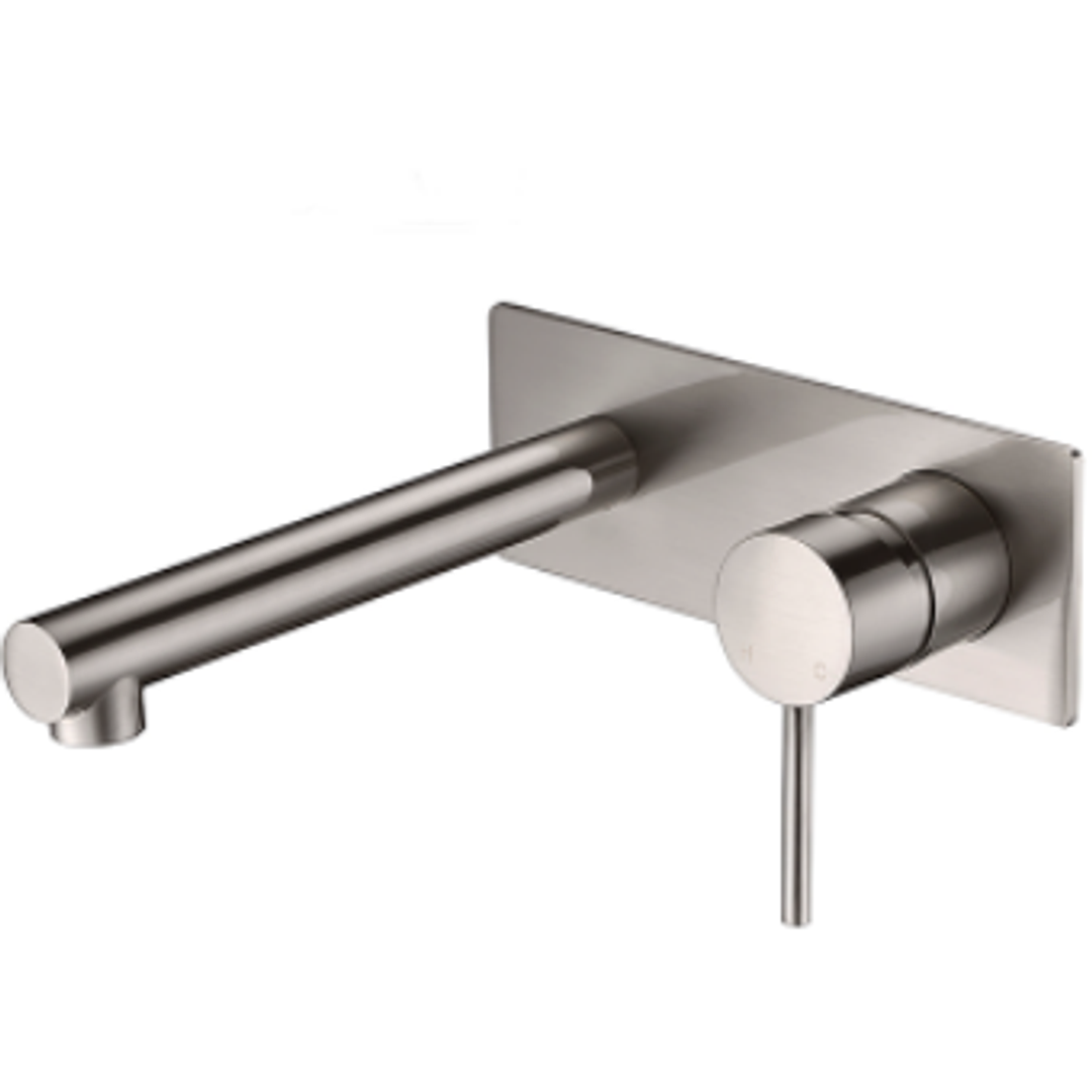 Bella Vista Ikon Hali Wall Basin Mixer Brushed Nickel