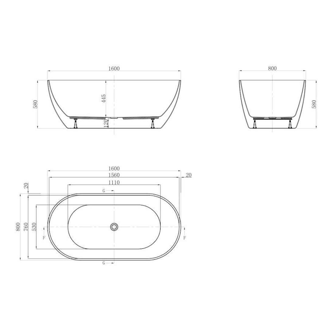 Castano Positano Freestanding Bath 1800mm