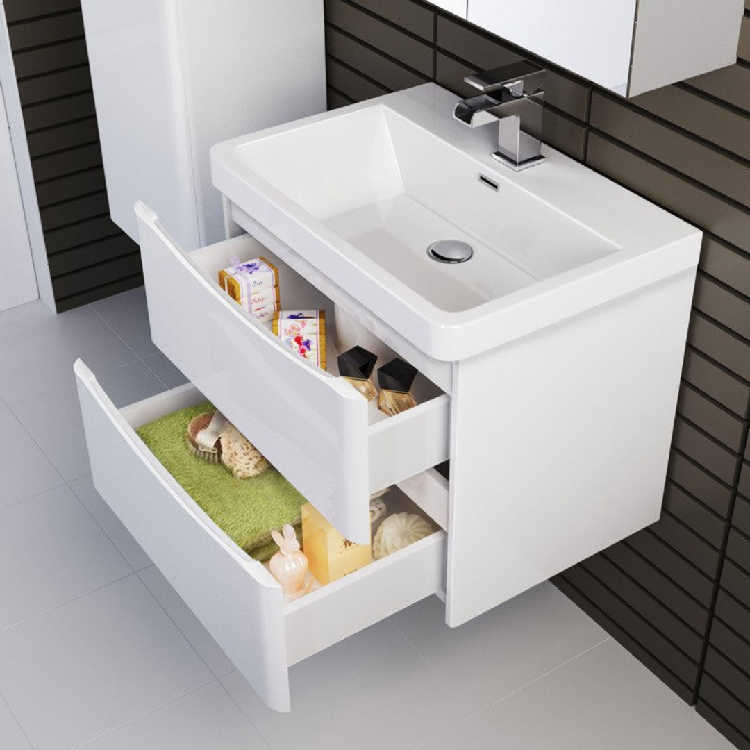 Belbagno Ancona 600mm Wall Hung Vanity Gloss White 600 X 420 X 450
