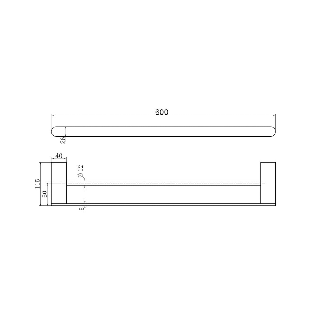 Bianca Double Towel Rail 600mm Matt Black