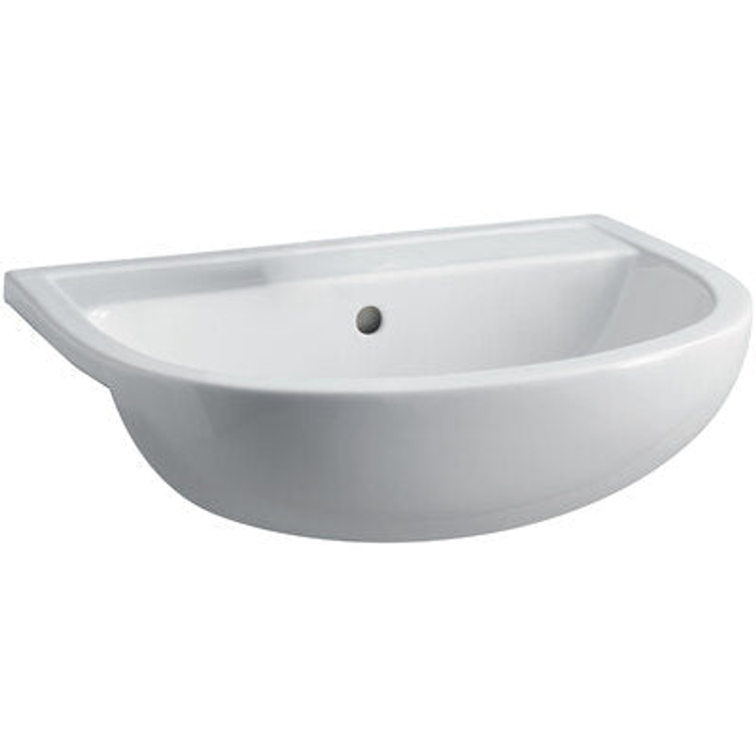 Fienza Rak Compact 550 Semi Recessed Basin 550X415mm 1 Tap Hole White