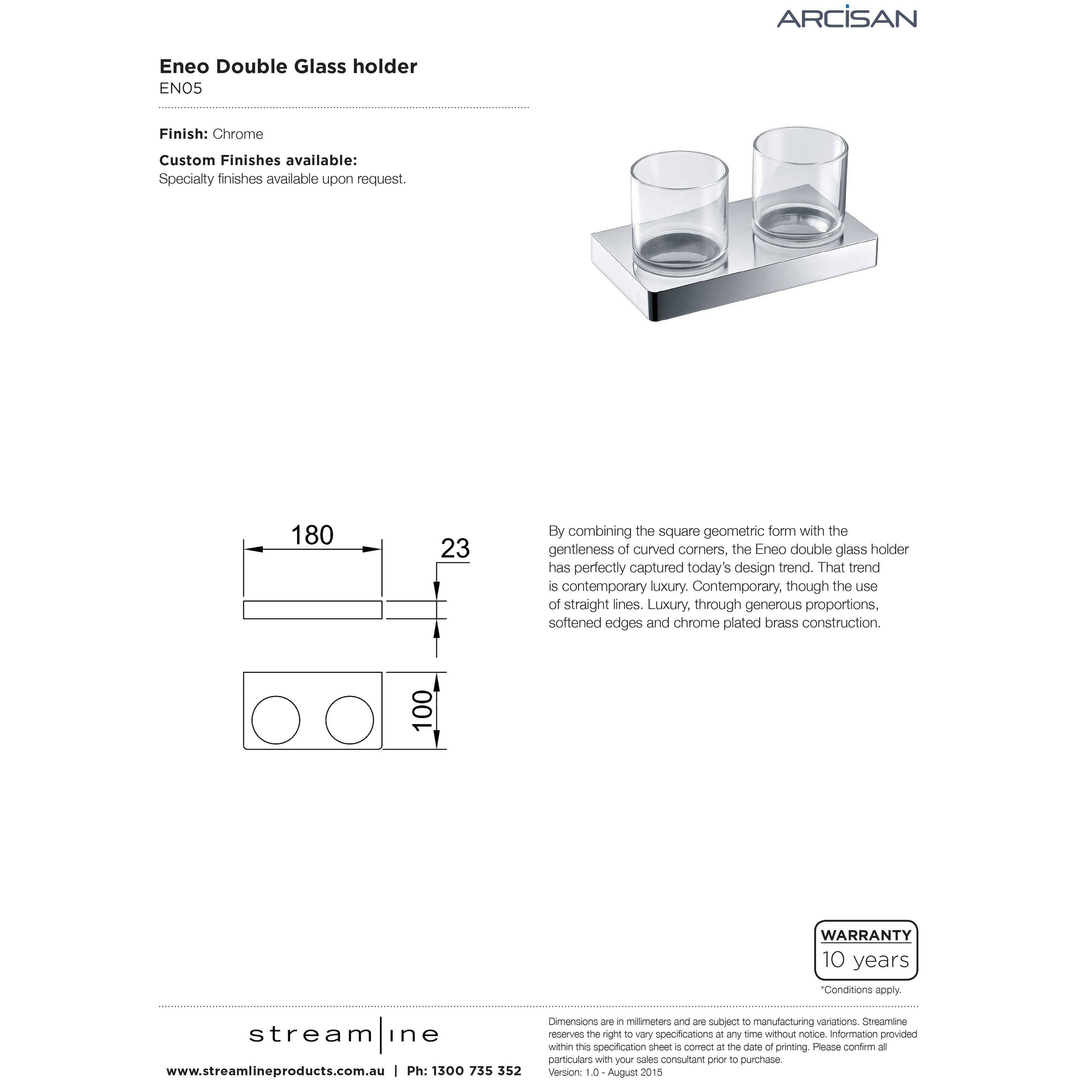 Streamline Arcisan Eneo Double Glass Holder - Matt Black