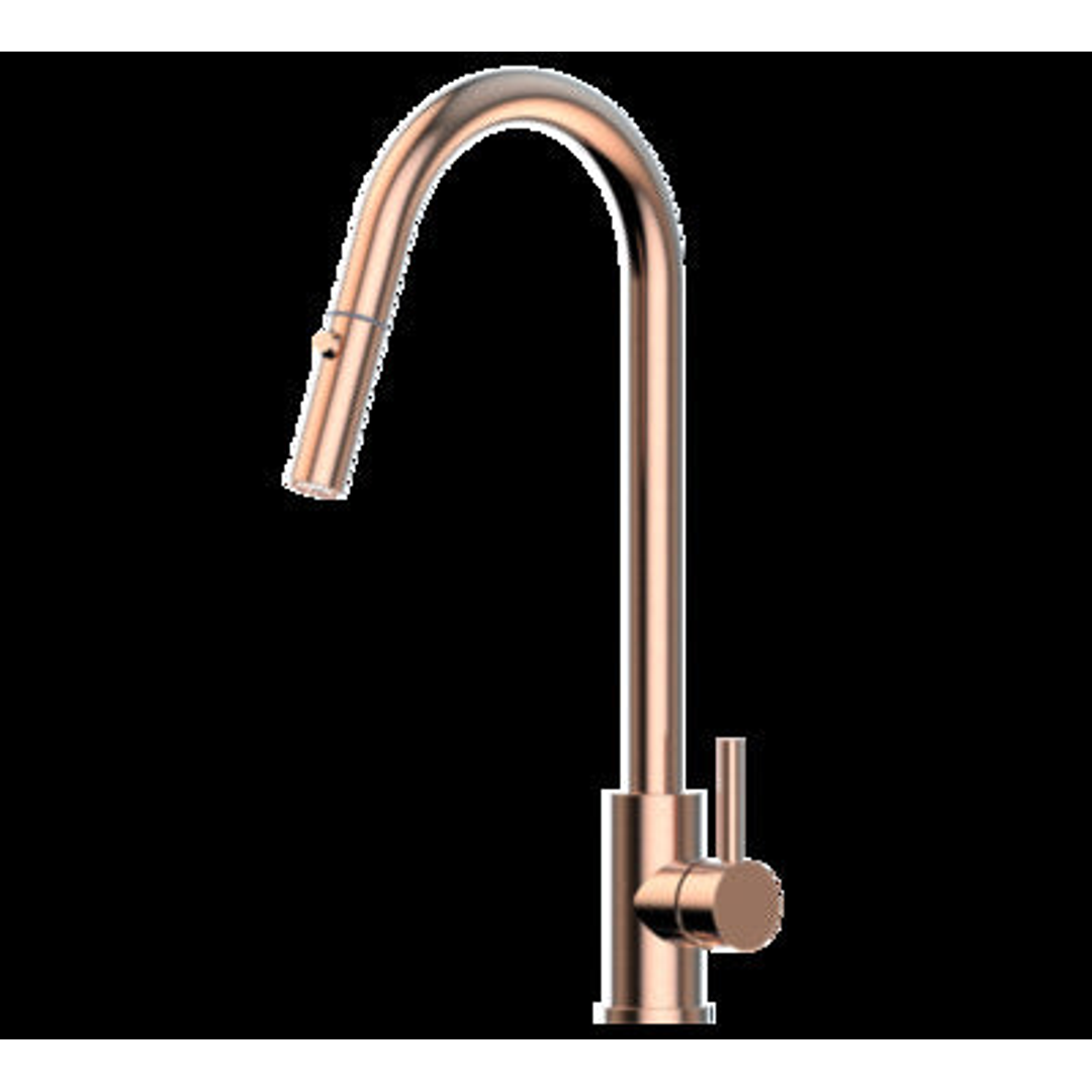 Di Lusso Acta Gooseneck Mixer Retractable Dual Spray Rose Gold