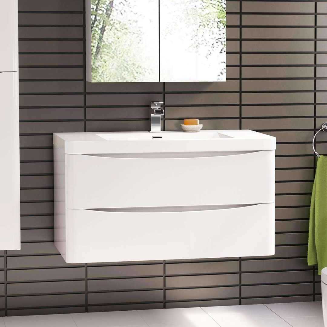 Belbagno Ancona Single 1200mm Wall Hung Vanity Gloss White 1200X4