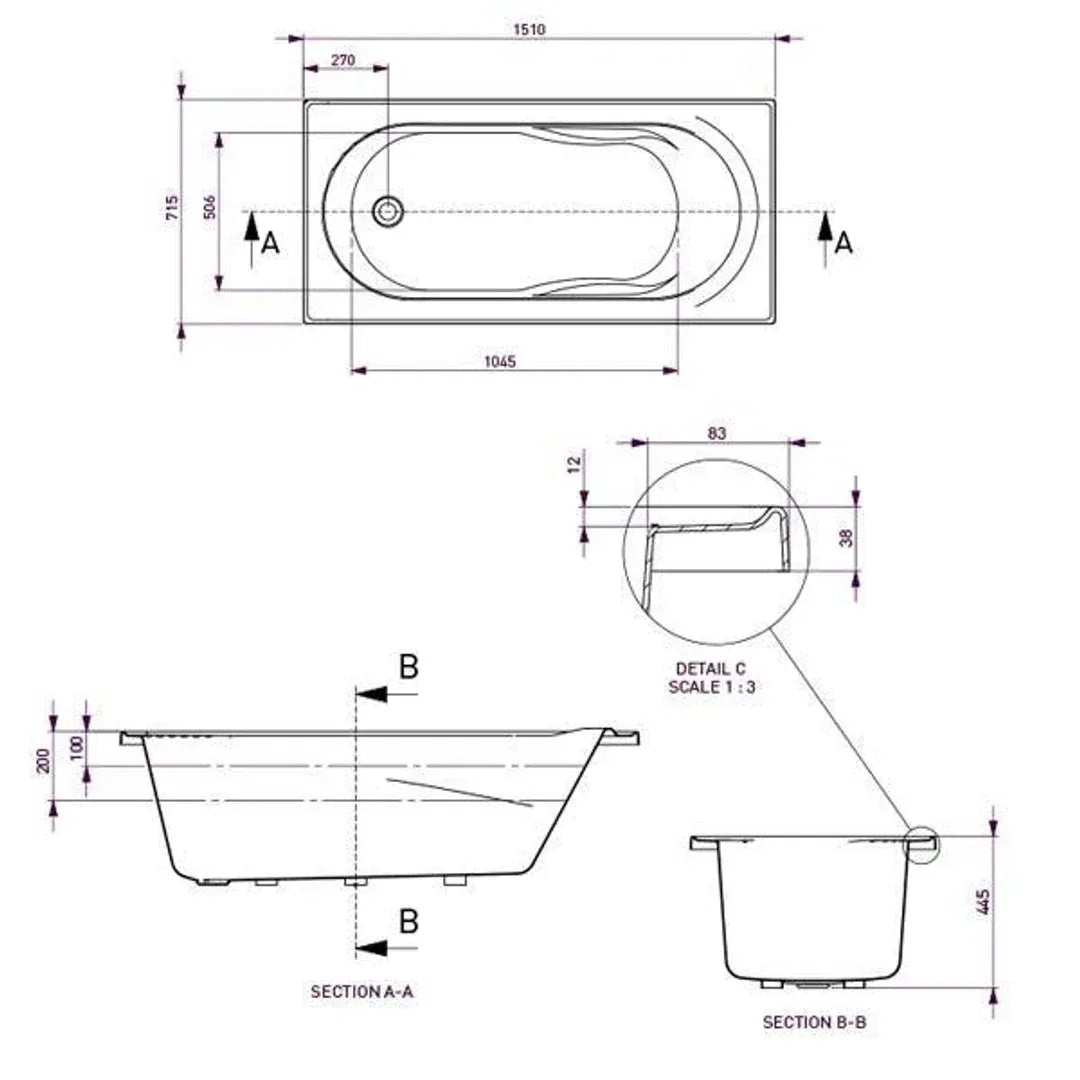 Adatto Santai 10 Jetss White 1650mm - Burdens Plumbing