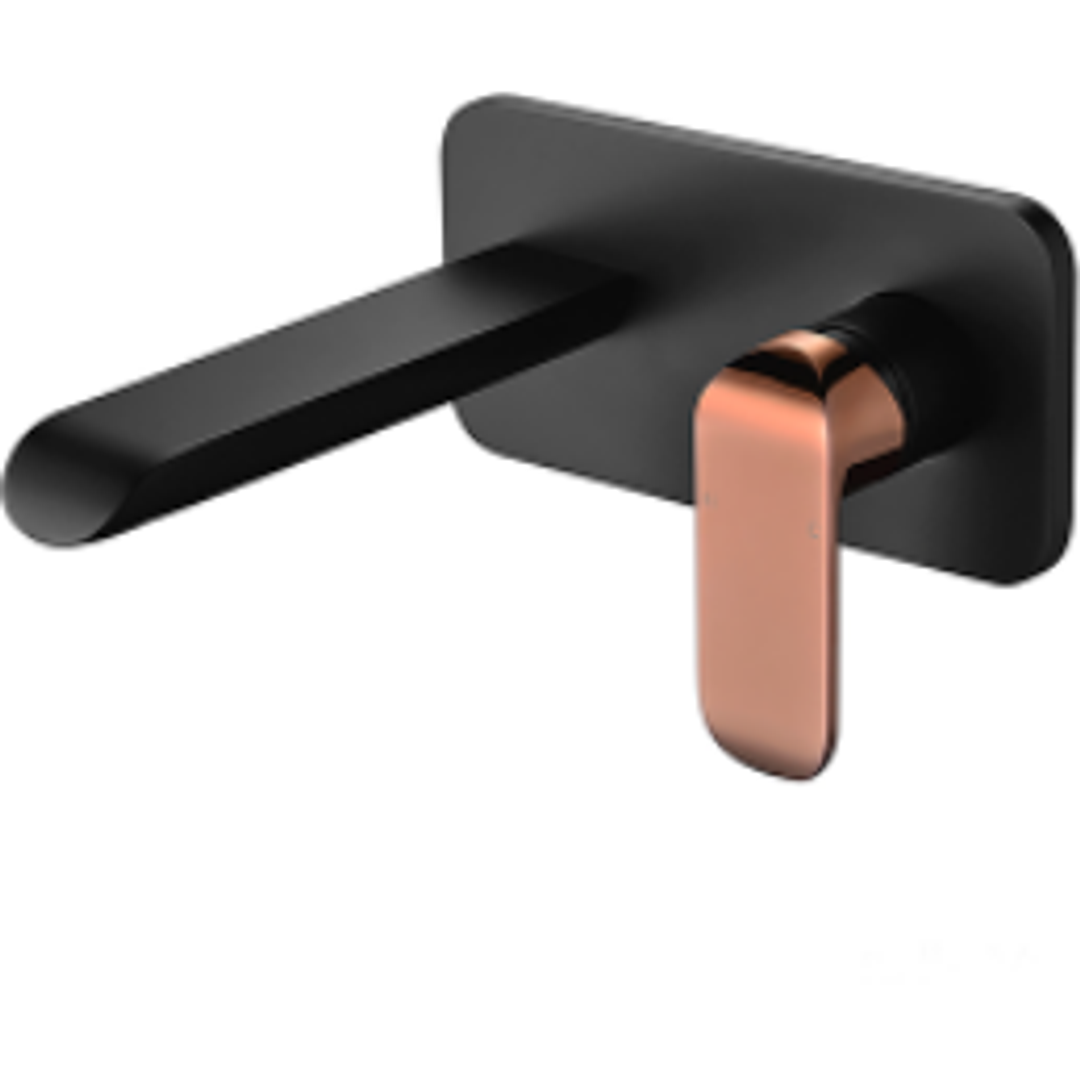 Bella Vista Kara Basin Mixer Matte Black And Rose Gold Wall