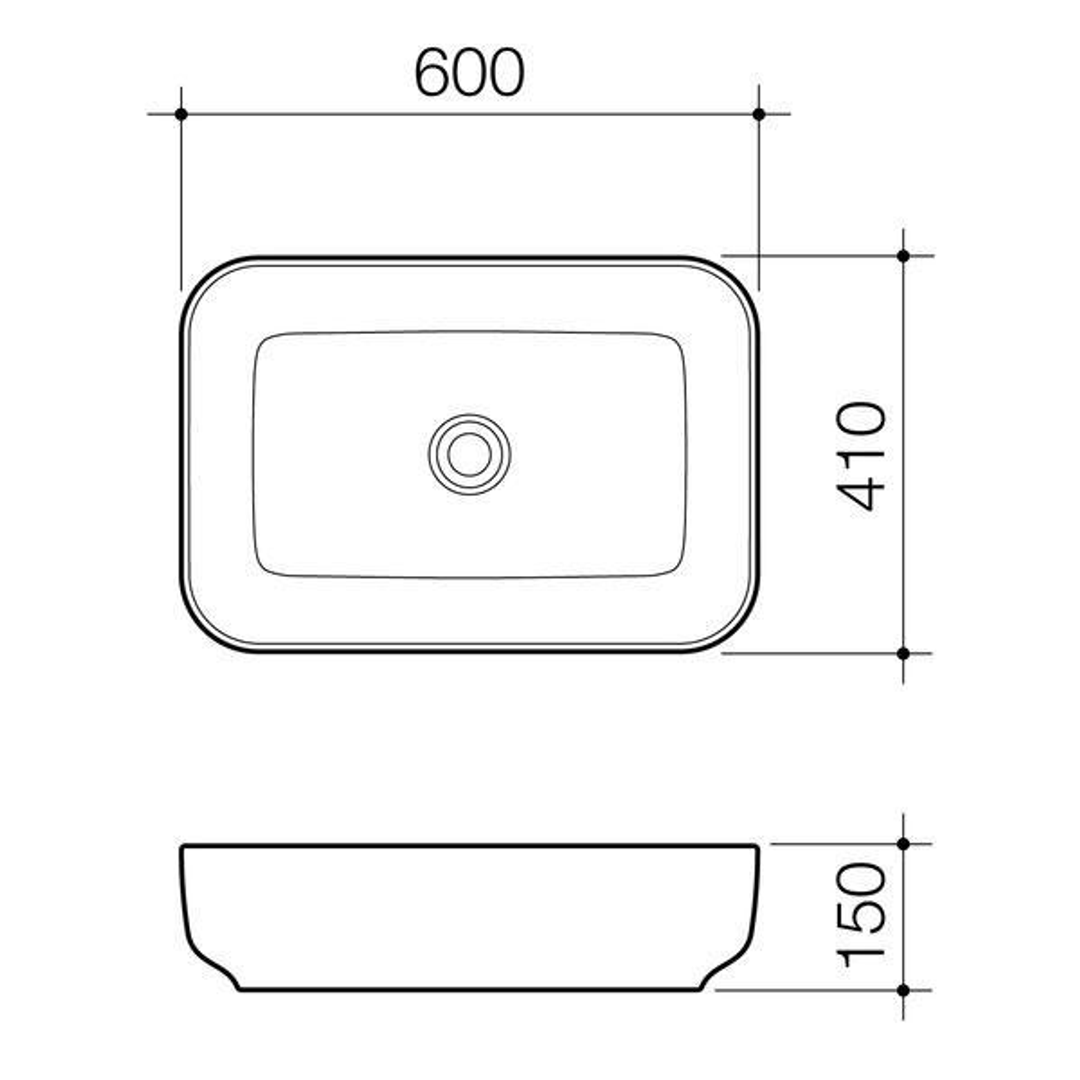 Caroma Artisan Above Counter Basin Rectangle 600mm