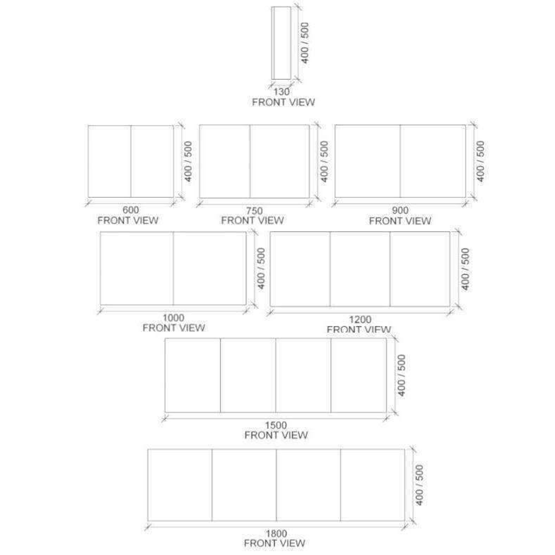Rifco Overlay Sleek 900 X 400 2 Door Shave Cabinet 7395