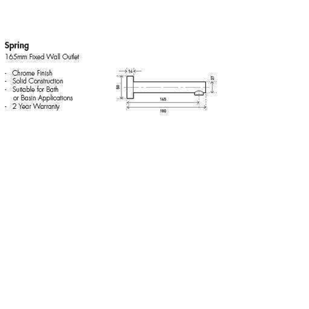 Aspire Spring Bath Outlet 165mm Chrome