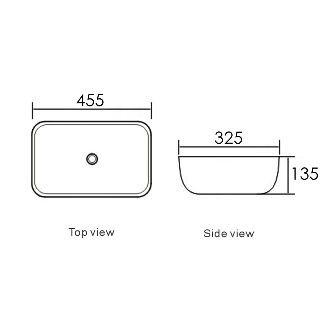 Otti Artis O'96 Ultra Slim Gloss White Fine Ceramic No Taphole Dimension: 455X320X135