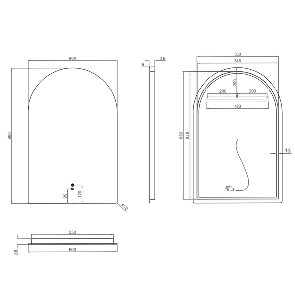OTTI ARCHIE LED MIRROR 900X600