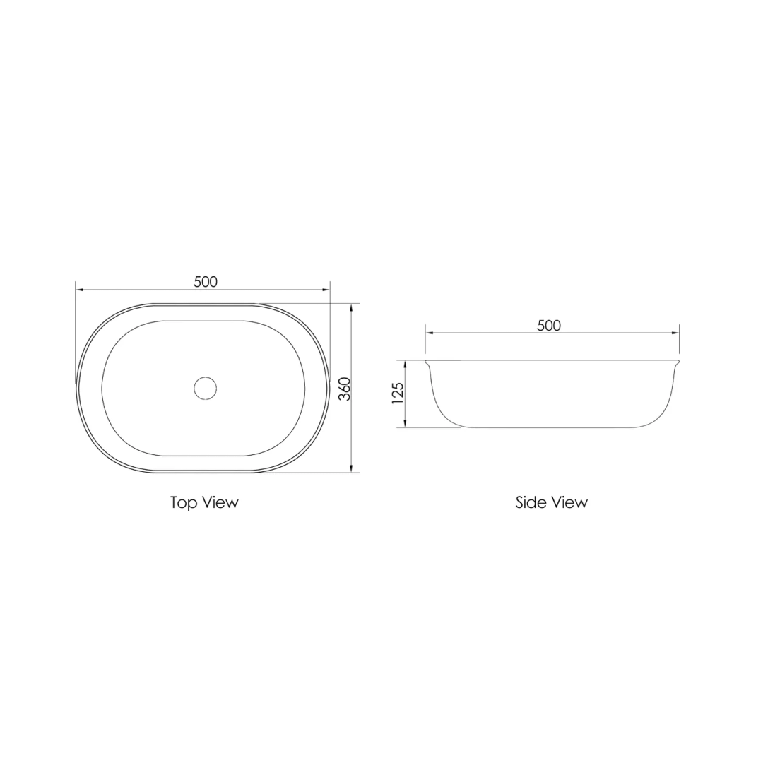 Otti Bronte Oval 500X350X130 Matte Black Basin