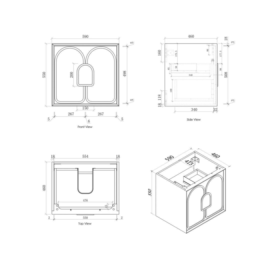 Otti Laguna Satin White 600X460X550 Wall Hung Cabinet