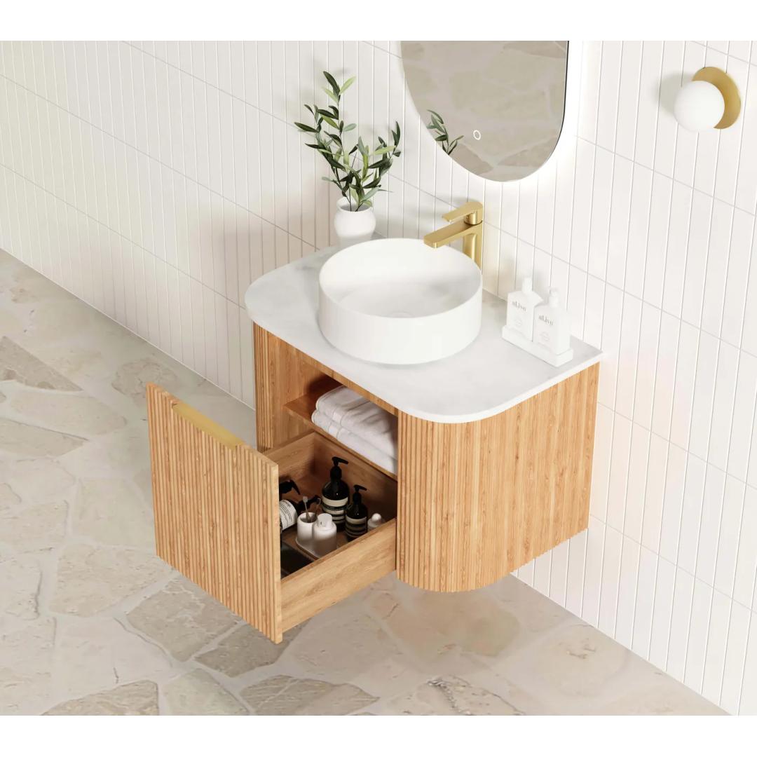 Otti Bondi Woodland Oak Fluted Vanity 750X460X450 Wall Hung Cabinet