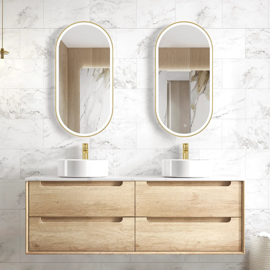 Otti Byron 1500 Natural Oak Plywood Vanity With Carrara Stone Top No Taphole