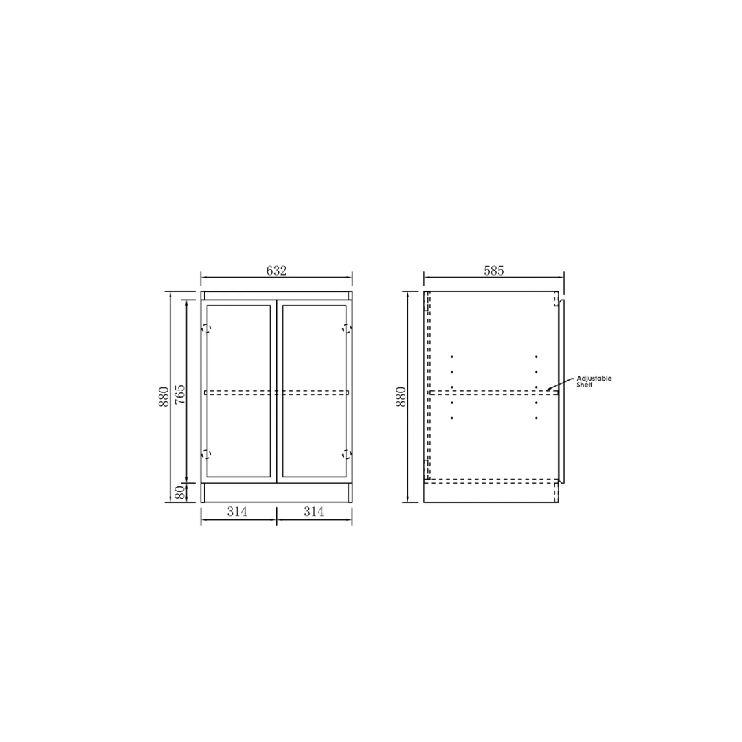 Otti Mini Laundry 650Mm Hampshire Black With Natural Carrara Marble Top