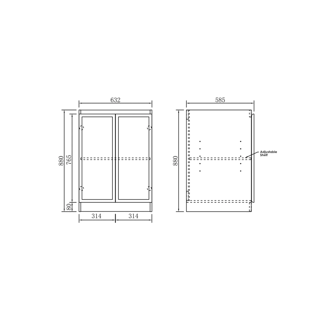 Otti Hampshire White Base Laundry Cabinet With 1300Mm Pure White Top