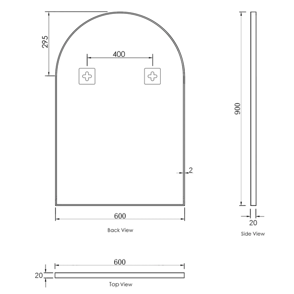 OTTI ARCHIE METAL FRAME MIRROR 900X600 BLACK