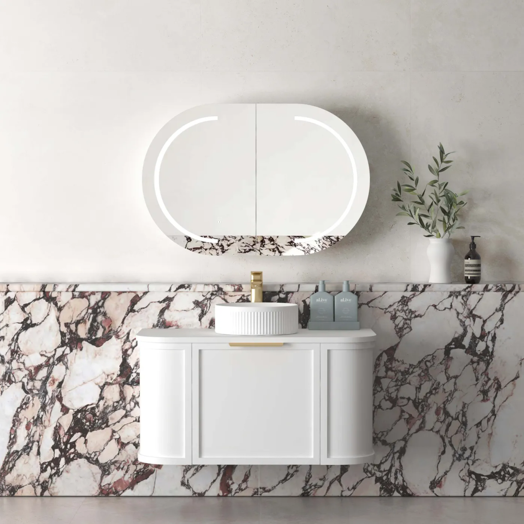 Otti Hampshire Satin White Vanity 900X460X450 Wall Hung Cabinet