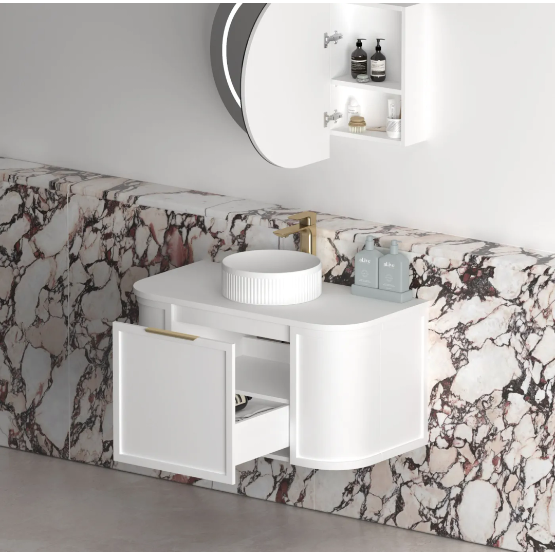 Otti Hampshire Satin White Vanity 900X460X450 Wall Hung Cabinet