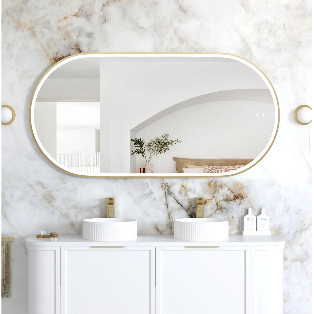 Otti Led Noosa 1500X750 Gold Metal Frame Mirror