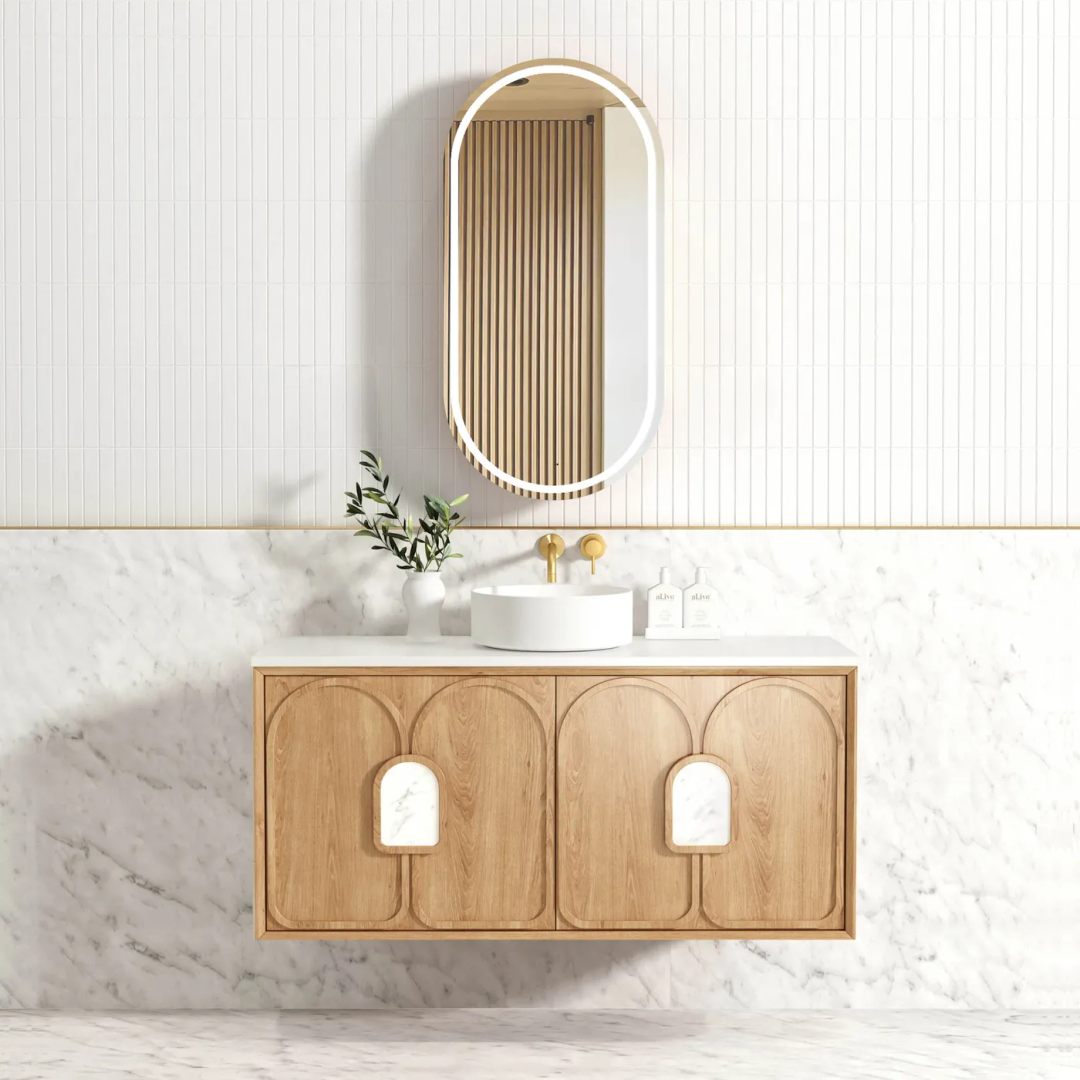 Otti Laguna Mk Ii 1200 Woodland Oak Wall Hung Vanity With Matte White Top