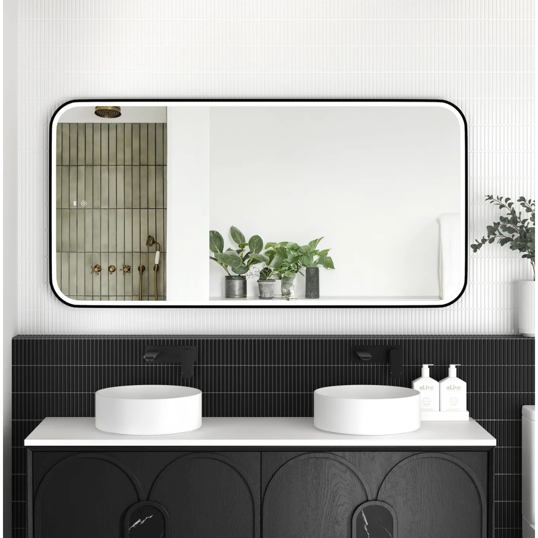 Otti Led Newport 1500X750 Black Metal Frame Mirror